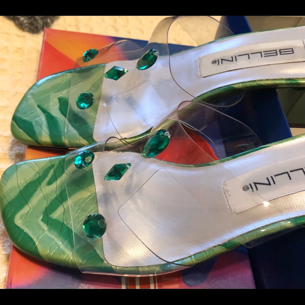 Bellini Lime Clear Heels Slip On Shoes Size 6 1/2